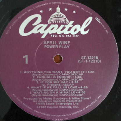 April Wine : Power Play (LP, Album, Jac)