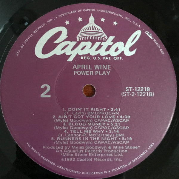 April Wine : Power Play (LP, Album, Jac)