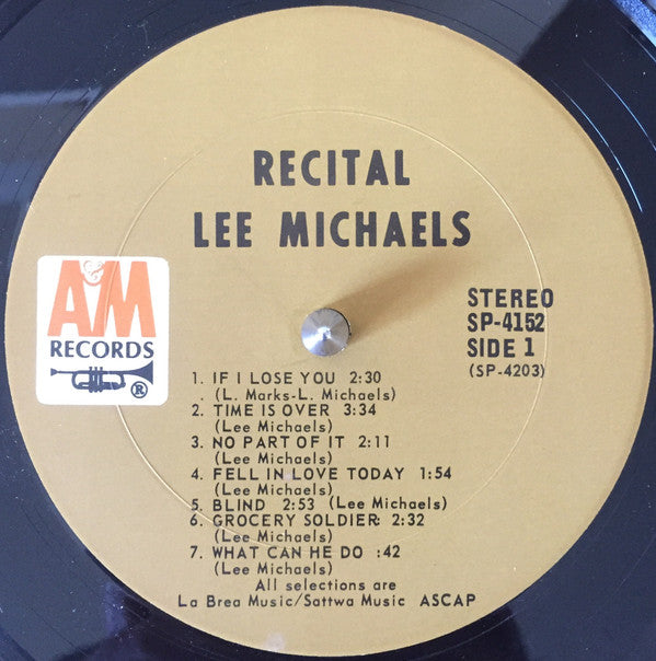 Lee Michaels : Recital (LP, Album, Gat)