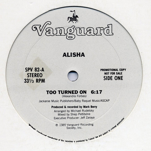 Alisha : Too Turned On (12", Promo)