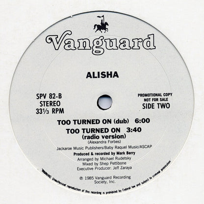 Alisha : Too Turned On (12", Promo)