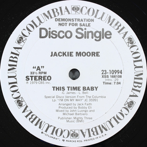 Jackie Moore : This Time Baby (12", Single, Promo)