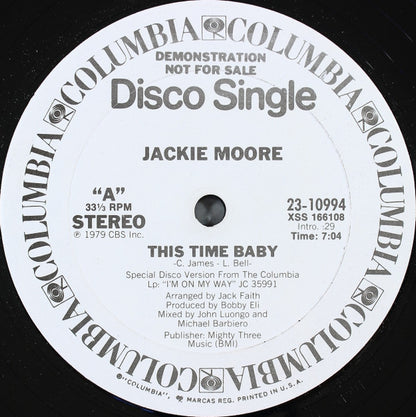 Jackie Moore : This Time Baby (12", Single, Promo)