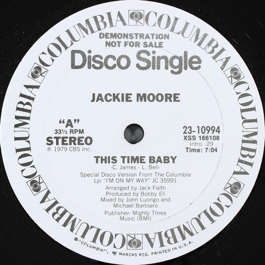 Jackie Moore : This Time Baby (12", Single, Promo)