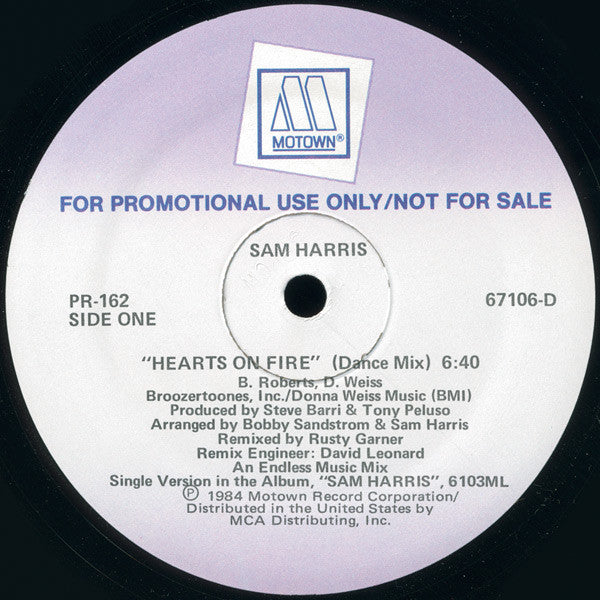Sam Harris (2) : Hearts On Fire (12", Promo)