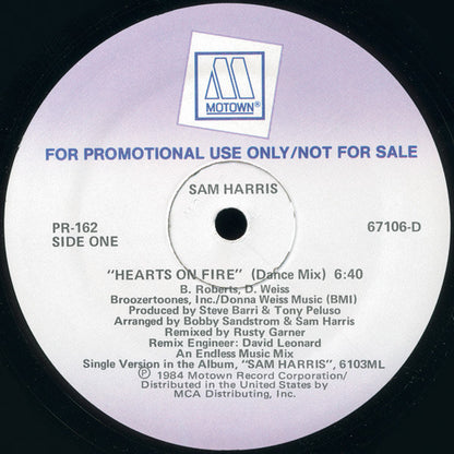 Sam Harris (2) : Hearts On Fire (12", Promo)