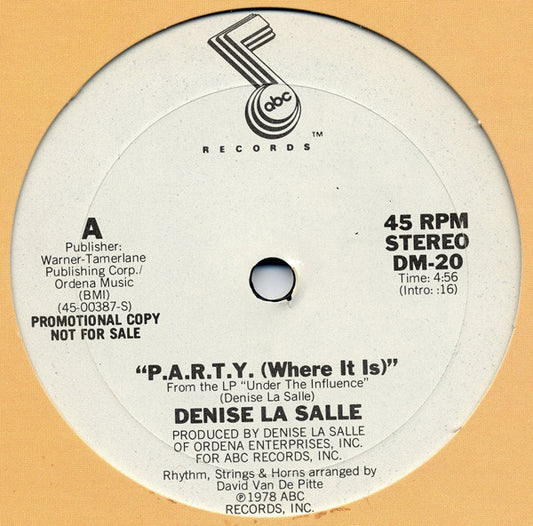 Denise LaSalle : P.A.R.T.Y. (Where It Is) (12", Promo)
