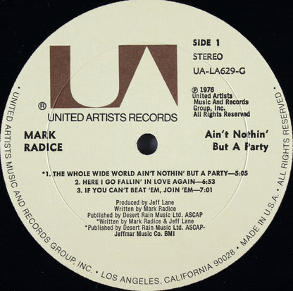 Mark Radice : Ain't Nothin' But A Party (LP, Album, All)