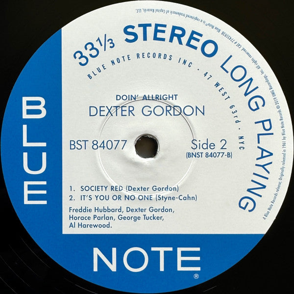 Dexter Gordon : Doin' Allright (LP, Album, RE, 180)