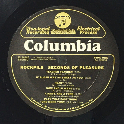 Rockpile : Seconds Of Pleasure (LP, Album, Gat)