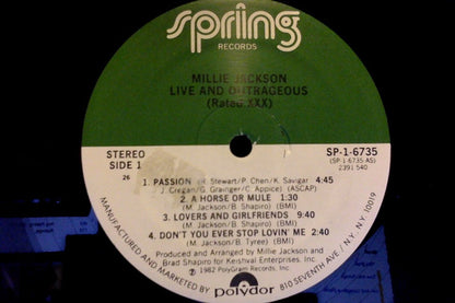 Millie Jackson : "Live And Outrageous" (Rated XXX) (LP, Album)