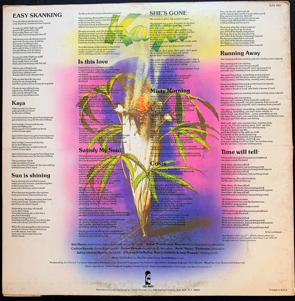 Bob Marley & The Wailers : Kaya (LP, Album, Gol)