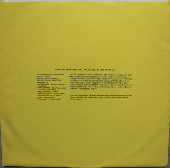 Joe Jackson Band : Beat Crazy (LP, Album, RE, San)