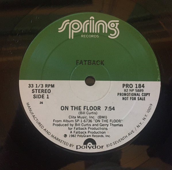 The Fatback Band : On The Floor (12", Promo, 26,)