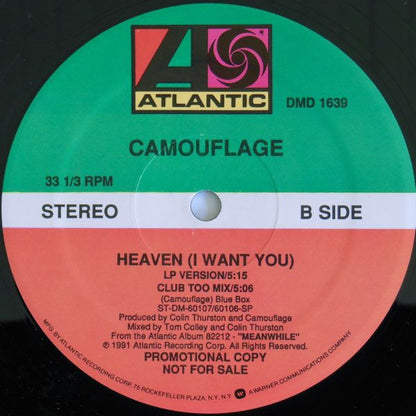 Camouflage : Heaven (I Want You) (12", Promo)