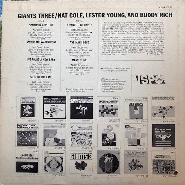 Lester Young - Nat King Cole - Buddy Rich : Giants 3 (LP, Album, RE)