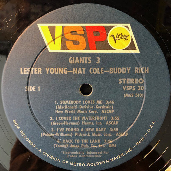 Lester Young - Nat King Cole - Buddy Rich : Giants 3 (LP, Album, RE)