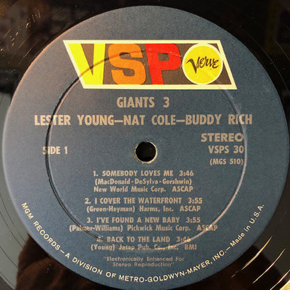 Lester Young - Nat King Cole - Buddy Rich : Giants 3 (LP, Album, RE)