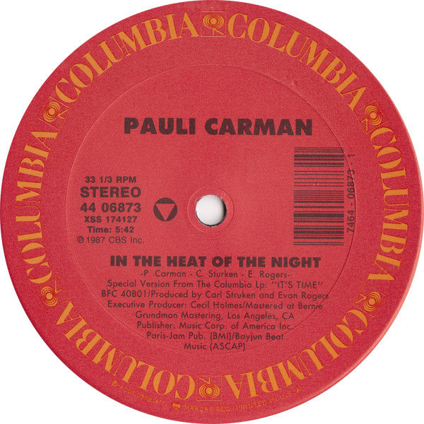 Pauli Carman : In The Heat Of The Night (12", Single)
