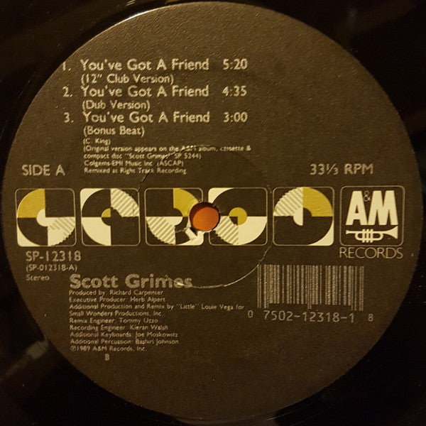 Scott Grimes : You've Got A Friend (12", Maxi)