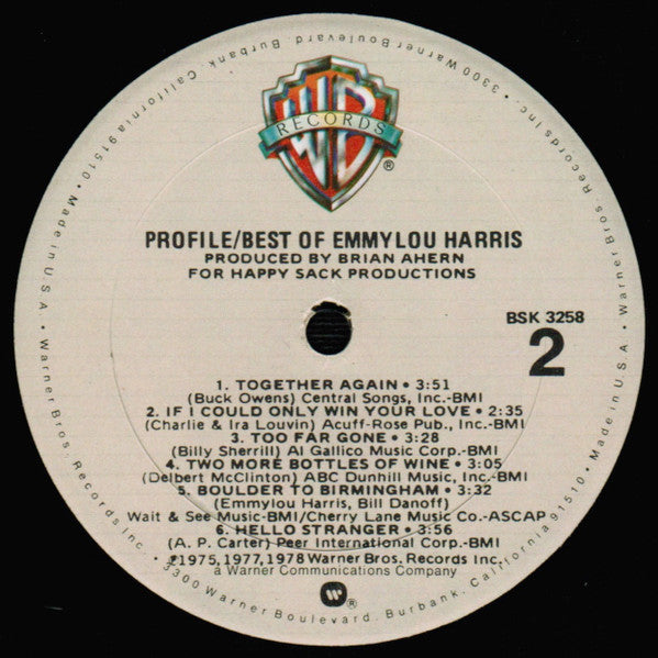 Emmylou Harris : Profile / Best Of Emmylou Harris (LP, Comp, Jac)