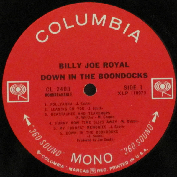 Billy Joe Royal : Down In The Boondocks (LP, Album, Mono)