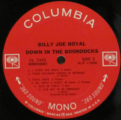 Billy Joe Royal : Down In The Boondocks (LP, Album, Mono)