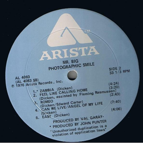 Mr Big : Photographic Smile (LP, Album)