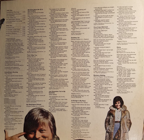 Kenny Rogers & The First Edition : Something's Burning (LP, Album, RP, Ind)