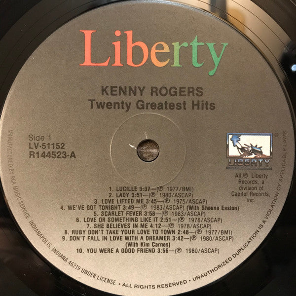Kenny Rogers : Twenty Greatest Hits (LP, Comp, Club, RCA)