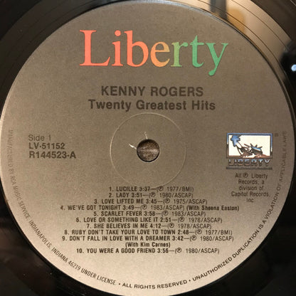 Kenny Rogers : Twenty Greatest Hits (LP, Comp, Club, RCA)