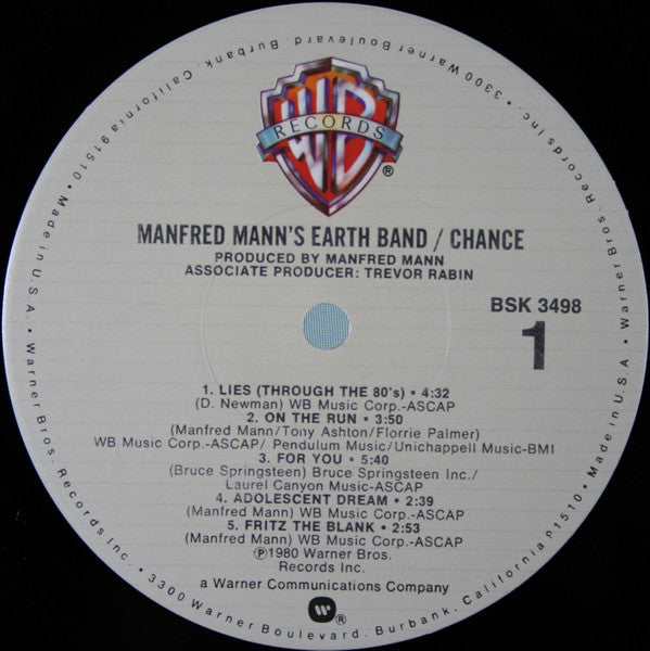 Manfred Mann's Earth Band : Chance (LP, Album, Jac)