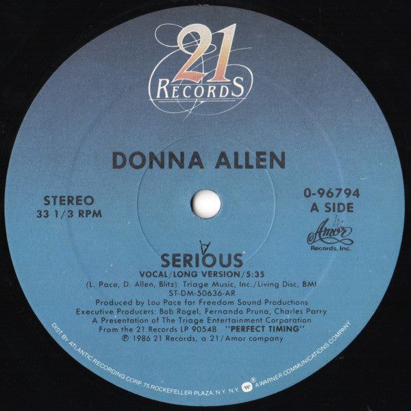 Donna Allen : Serious (12", Single, AR)