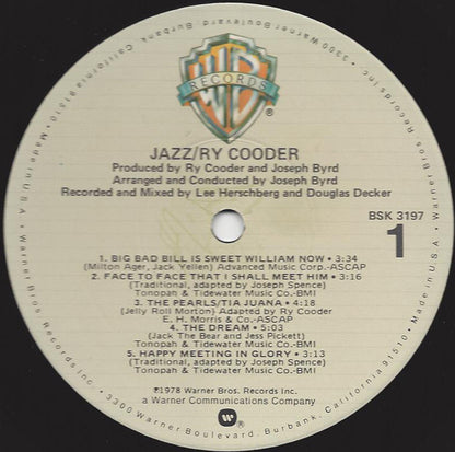 Ry Cooder : Jazz (LP, Album)