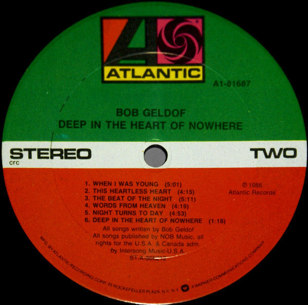 Bob Geldof : Deep In The Heart Of Nowhere (LP, Album, Club, CRC)