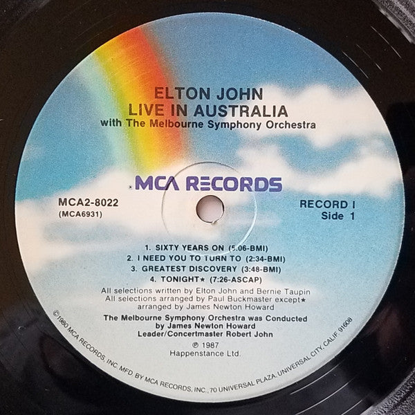 Elton John With Melbourne Symphony Orchestra : Live In Australia (2xLP, Album, Pin)
