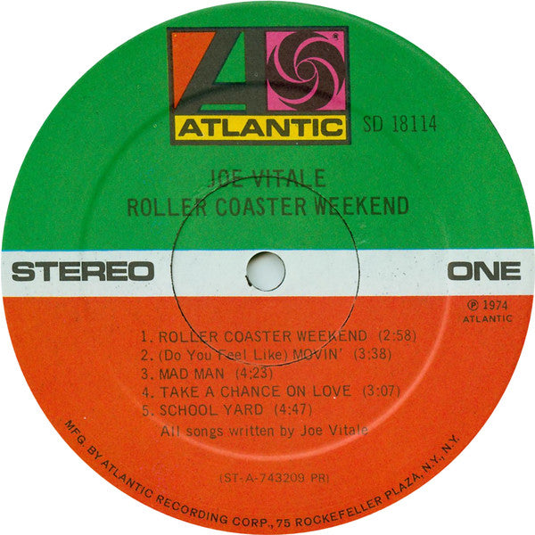 Joe Vitale : Roller Coaster Weekend (LP, Album, Pre)