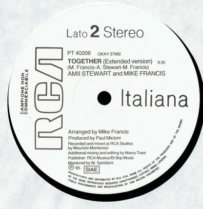 Amii Stewart And Mike Francis : Together (12", Promo)