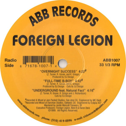 Foreign Legion (2) : Overnight Success / Full-Time B-Boy / Underground (12")