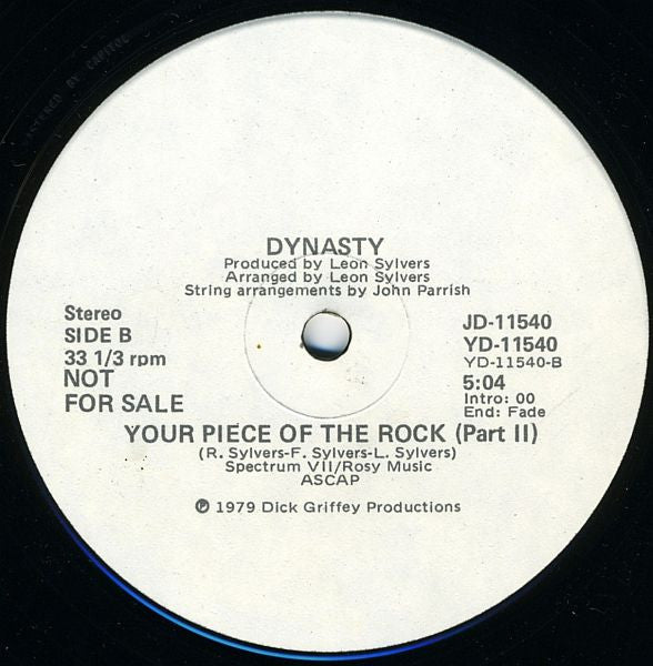 Dynasty : Your Piece Of The Rock (12", Promo)