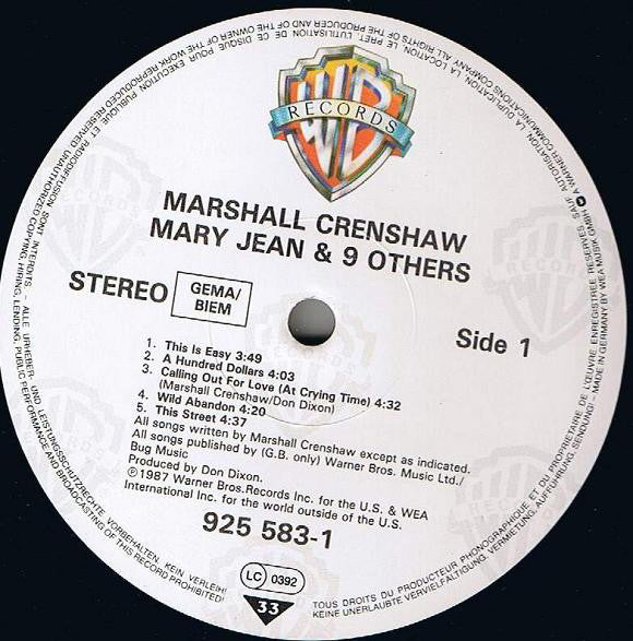 Marshall Crenshaw : Mary Jean & 9 Others (LP, Album)