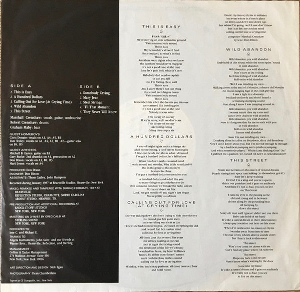 Marshall Crenshaw : Mary Jean & 9 Others (LP, Album)