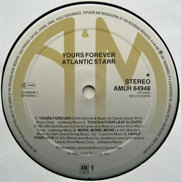 Atlantic Starr : Yours Forever (LP, Album)
