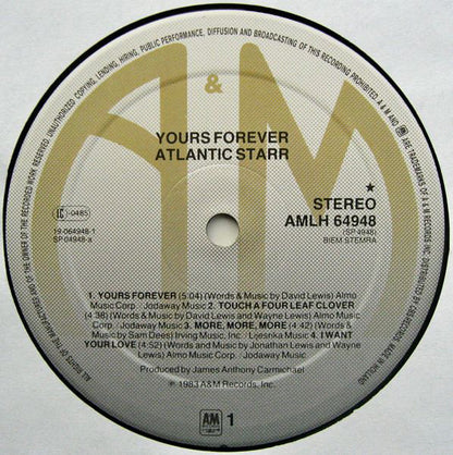 Atlantic Starr : Yours Forever (LP, Album)