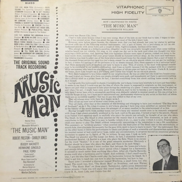 Meredith Willson : The Music Man (Original Soundtrack) (LP, Album, Mono)