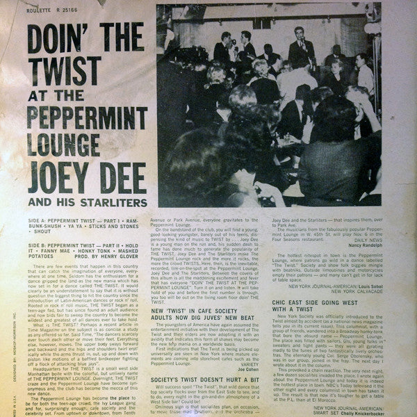 Joey Dee & The Starliters : Doin' The Twist At The Peppermint Lounge (LP, Album, Mono, Abb)