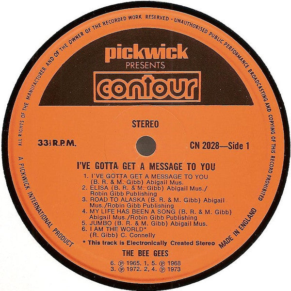 Bee Gees : I've Gotta Get A Message To You (LP, Album, Comp, RE)