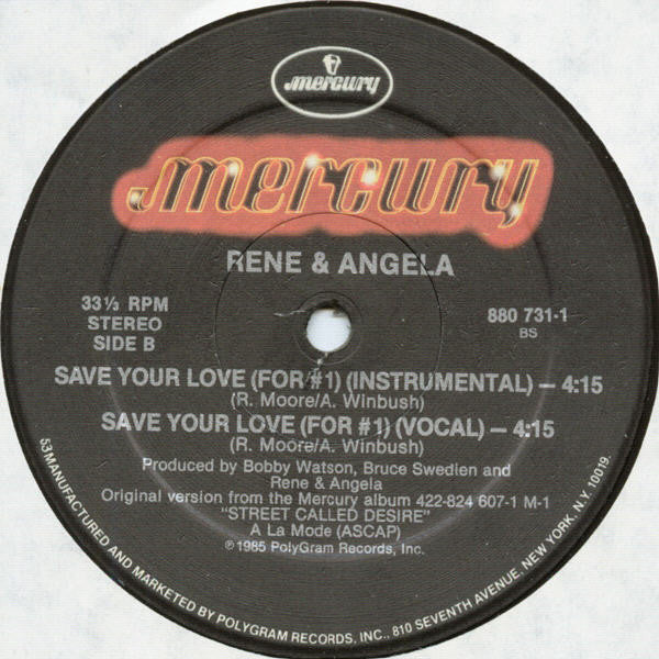René & Angela : Save Your Love (For #1) (12")