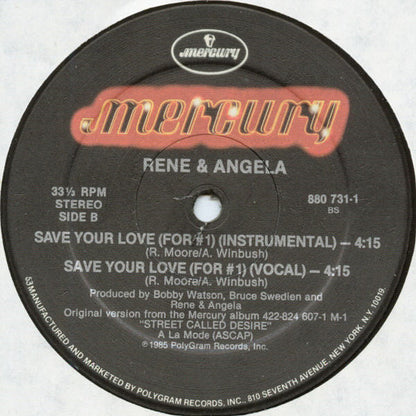 René & Angela : Save Your Love (For #1) (12")