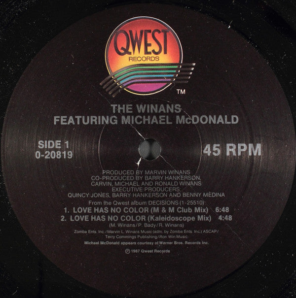 The Winans Featuring Michael McDonald : Love Has No Color (12")